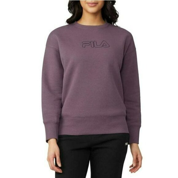 NWT FILA Cotton Blend Chest Logo Active Crewneck Top Sweatshirt - Picture 2 of 5